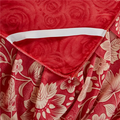 Royal Crimson Floral Bed Skirt & Sheet Set
