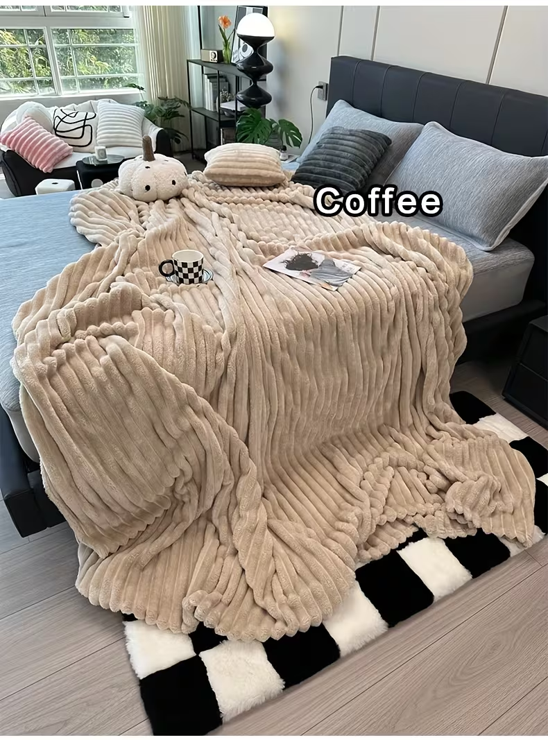 Rabbit Plush Blanket Cozy Fluffy Nap King Throw Blankets