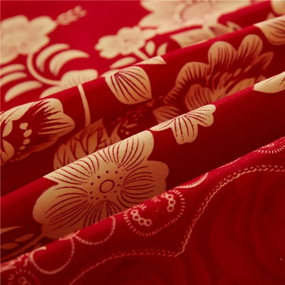 Royal Crimson Floral Bed Skirt & Sheet Set
