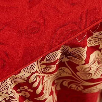 Royal Crimson Floral Bed Skirt & Sheet Set