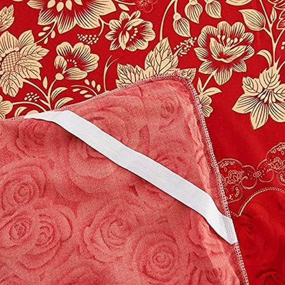 3pcs Red Bedskirt Set, Floral Print Ruffle Anti-Slip Bedding Set 3pcs Red Bedskirt Set, Floral Print Ruffle Anti-Slip Bedding Set 3pcs Red Bedskirt Set, Floral Print Ruffle Anti-Slip Bedding Set