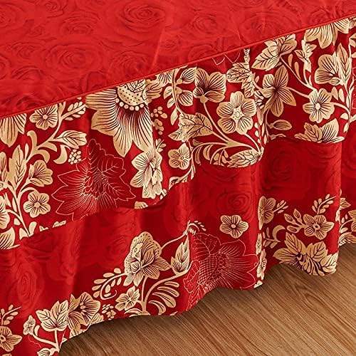 3pcs Red Bedskirt Set, Floral Print Ruffle Anti-Slip Bedding Set 3pcs Red Bedskirt Set, Floral Print Ruffle Anti-Slip Bedding Set 3pcs Red Bedskirt Set, Floral Print Ruffle Anti-Slip Bedding Set
