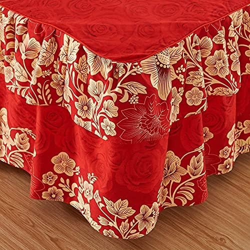 3pcs Red Bedskirt Set, Floral Print Ruffle Anti-Slip Bedding Set 3pcs Red Bedskirt Set, Floral Print Ruffle Anti-Slip Bedding Set 3pcs Red Bedskirt Set, Floral Print Ruffle Anti-Slip Bedding Set