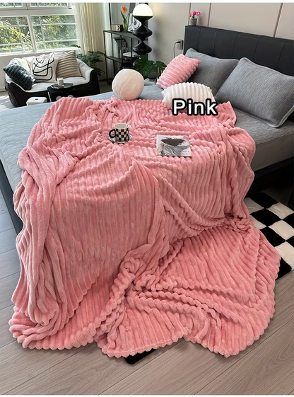 Rabbit Plush Blanket Cozy Fluffy Nap King Throw Blankets