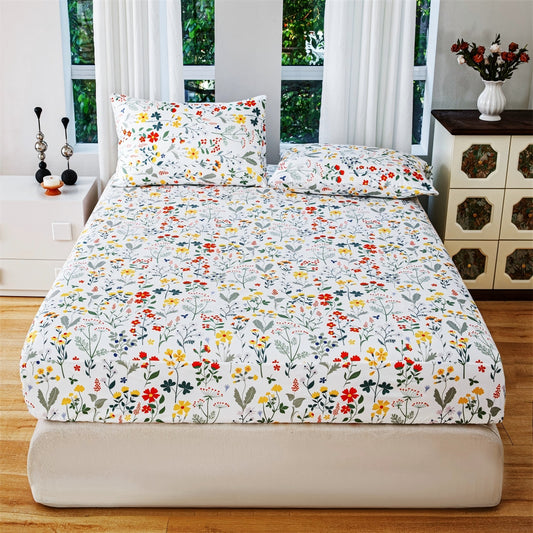 Soft Bed Sheets,Soft and Comfortable Printed Bedding Sheet, Hotel Holiday Home Flower Mattress Protector